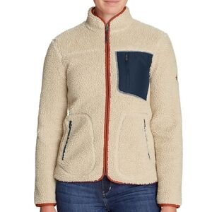 Eddie Bauer Cream Colored Rangefinder Full Zip Up Sherpa Jacket